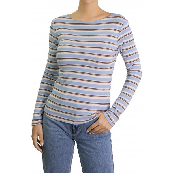 maglia a righe con scollo a barca 